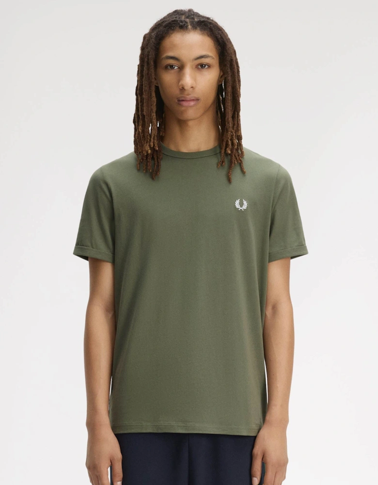 Fred Perry Mens Ringer T-Shirt - Laurel Wreath Green W19