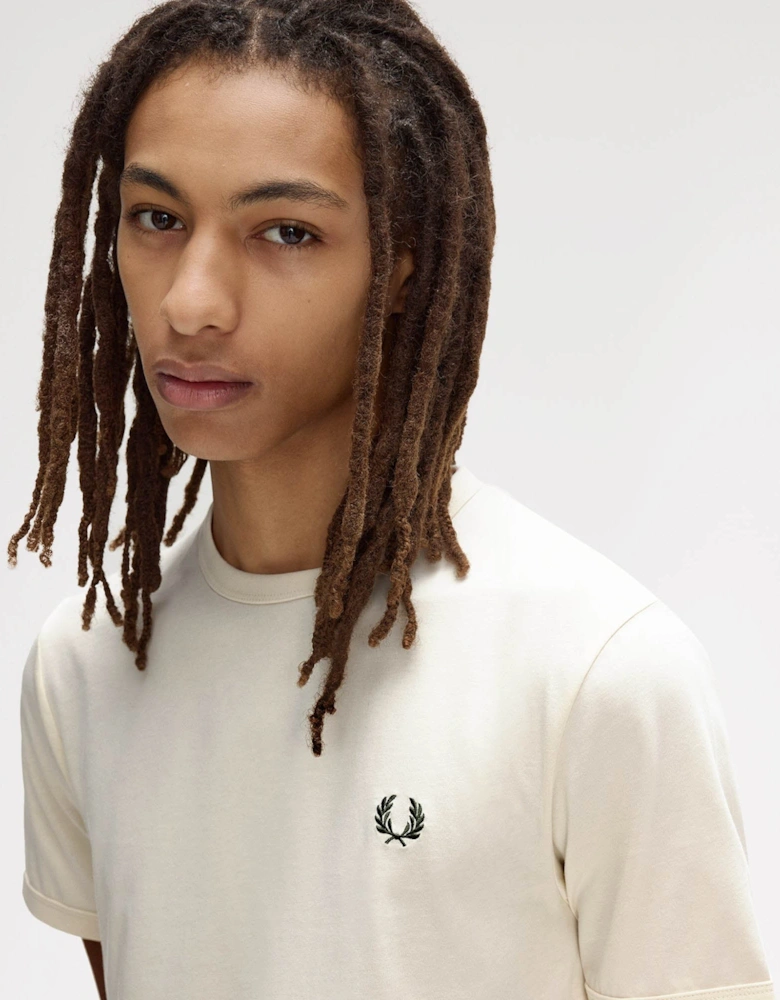 Fred Perry Mens Ringer T-Shirt - Ecru 91B