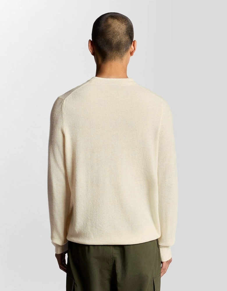 Embroidered Crew Neck Ribbed Collar Long Sleeve Sweater