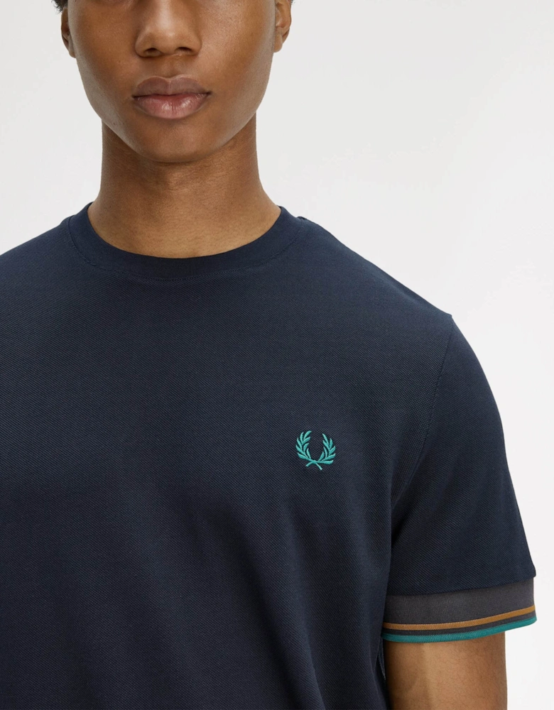 Fred Perry Mens Twin Tipped Cuff T-Shirt - Navy 608