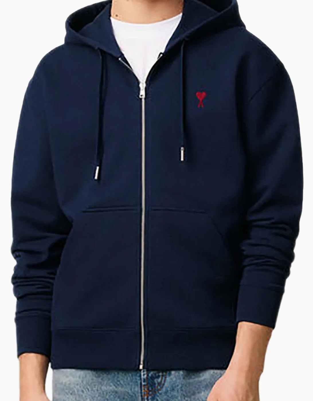Men's Navy Ami Paris de Coeur Zipped Hoodie