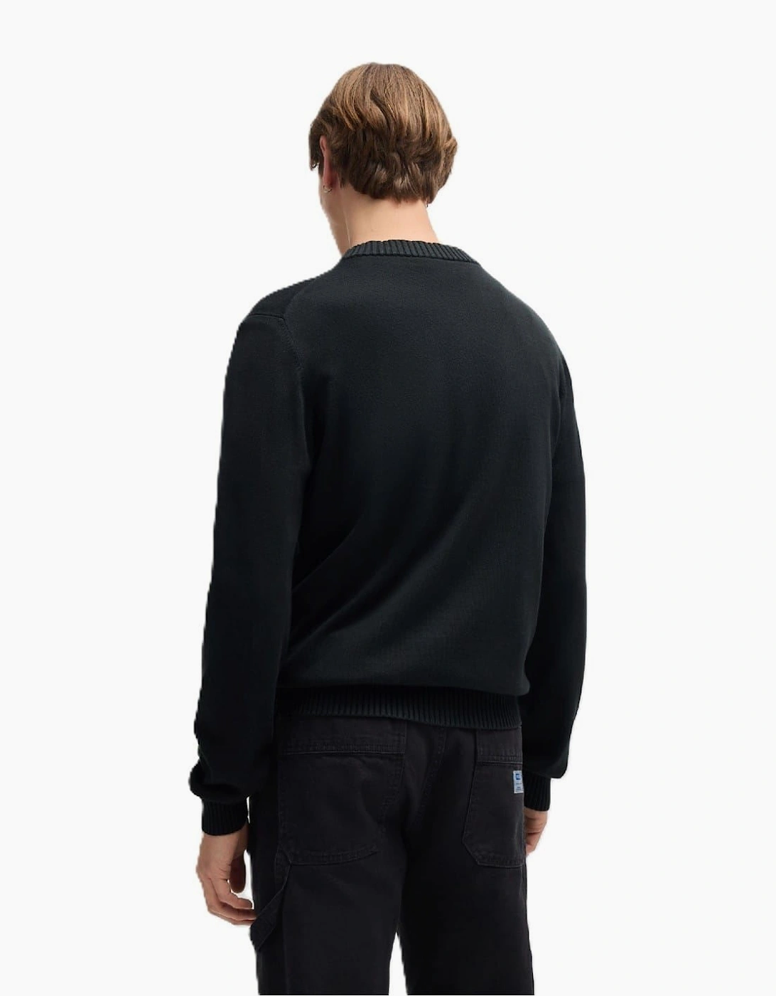 Rib Crew Neck Long Sleeve Jersey Sweater