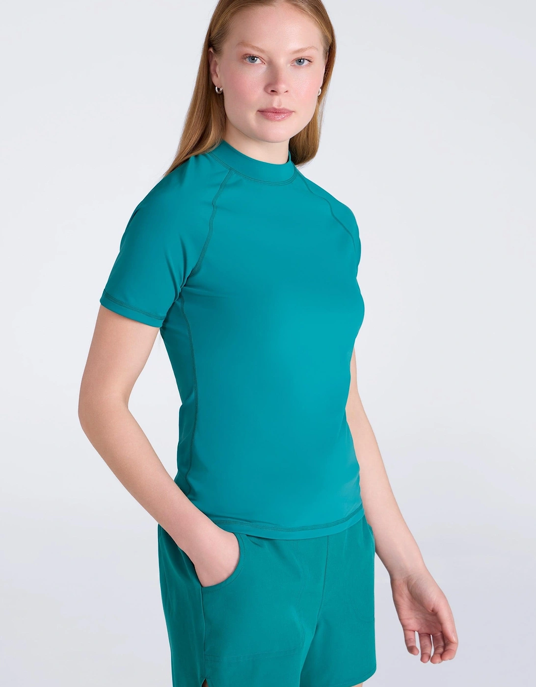 Mountain Warehouse Women's Dark Teal / Uv Protection Rash Guard - Size: 20 Uk