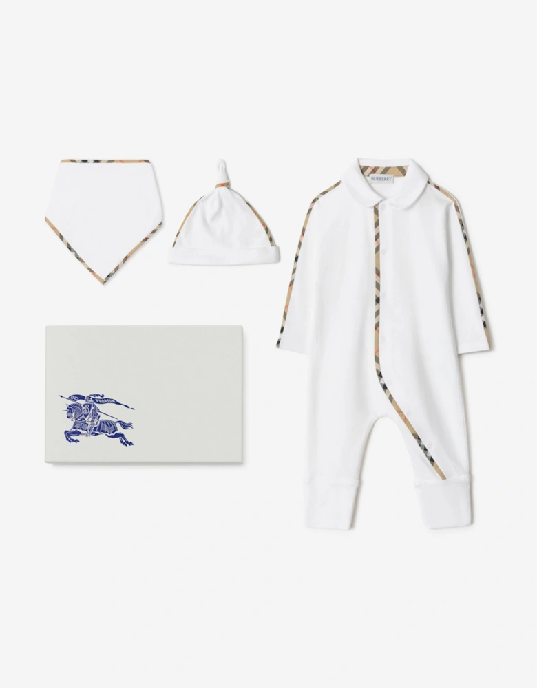 Burberry Baby Hamilton Romper Gift Set in White