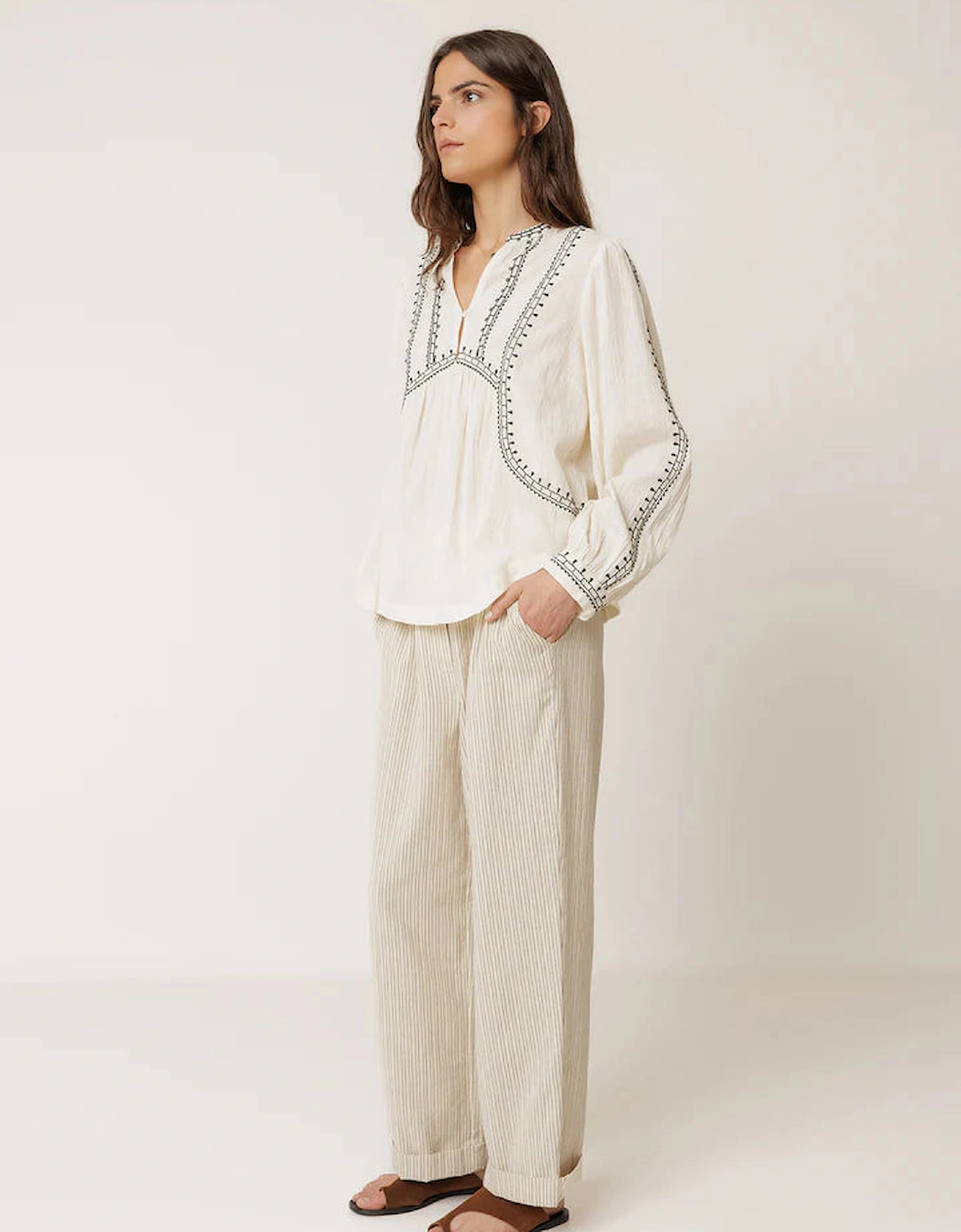 INDI&COLD Embroidered Blouse in White, 5 of 4