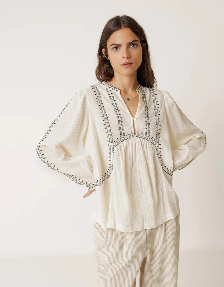 INDI&COLD Embroidered Blouse in White