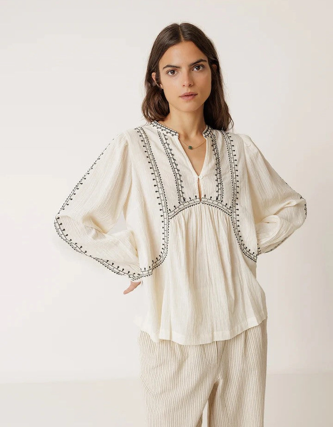 INDI&COLD Embroidered Blouse in White