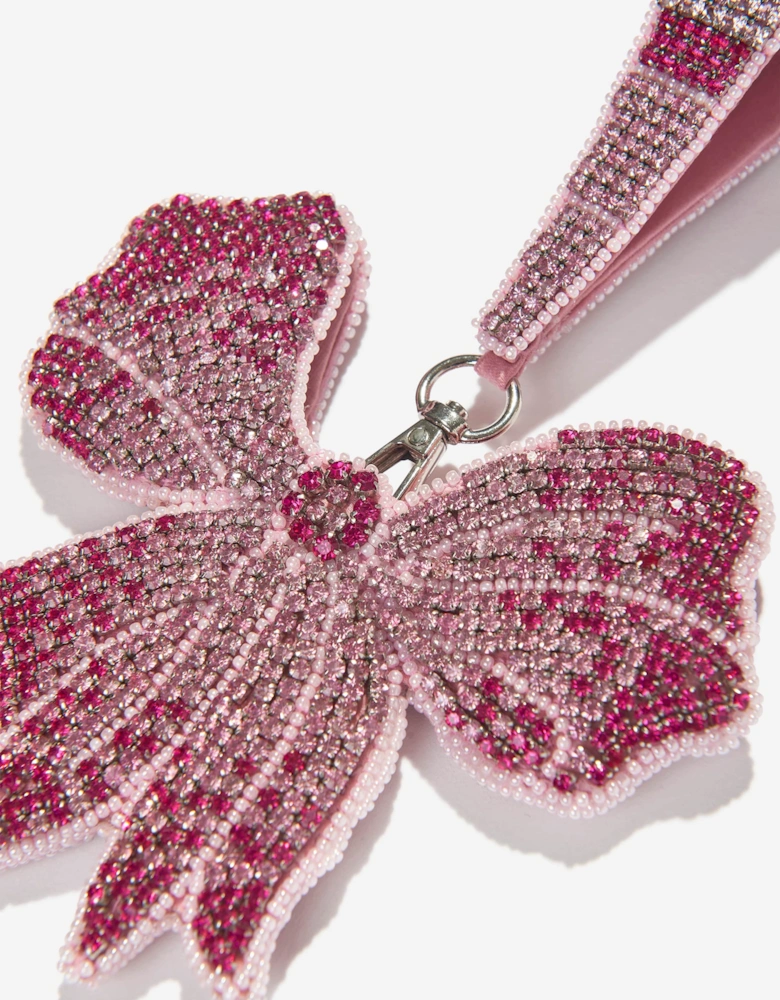 Maison Ava Girls Crystal Embellished Bow Bag in Silver