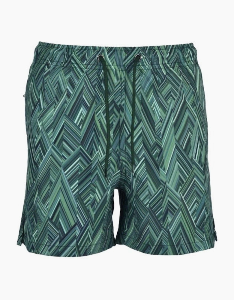 Boys Green Zig Zag Swim Shorts