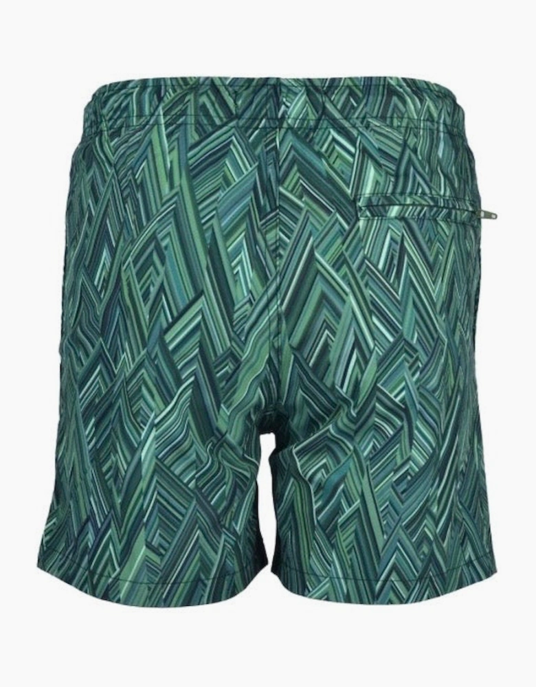 Boys Green Zig Zag Swim Shorts