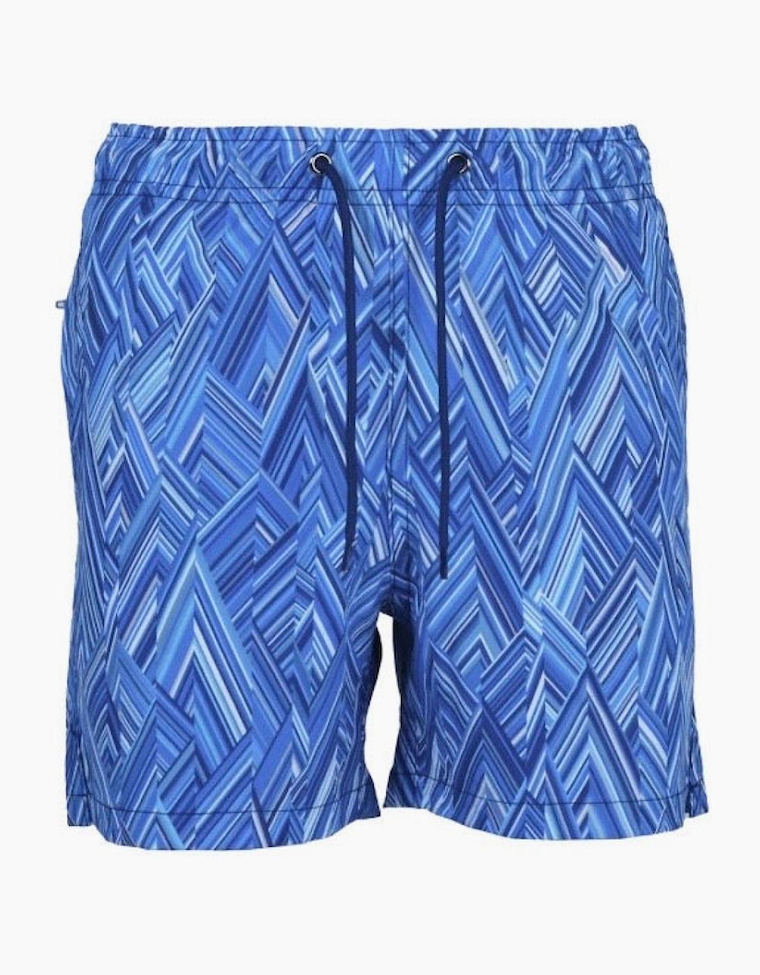 Boys Blue Zig Zag Swim Shorts, 6 of 5