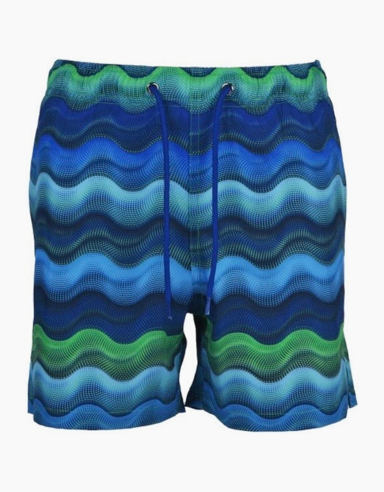 Boys Blue Green Wave Swim Shorts