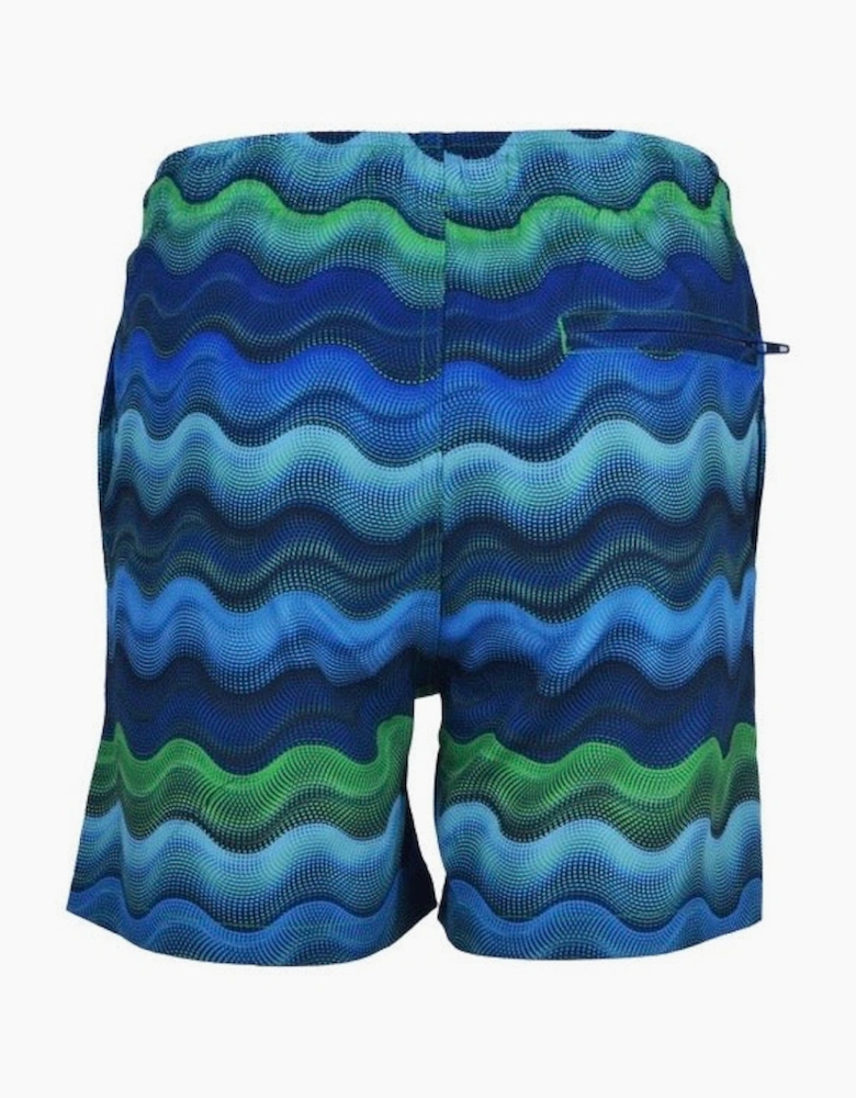 Boys Blue Green Wave Swim Shorts