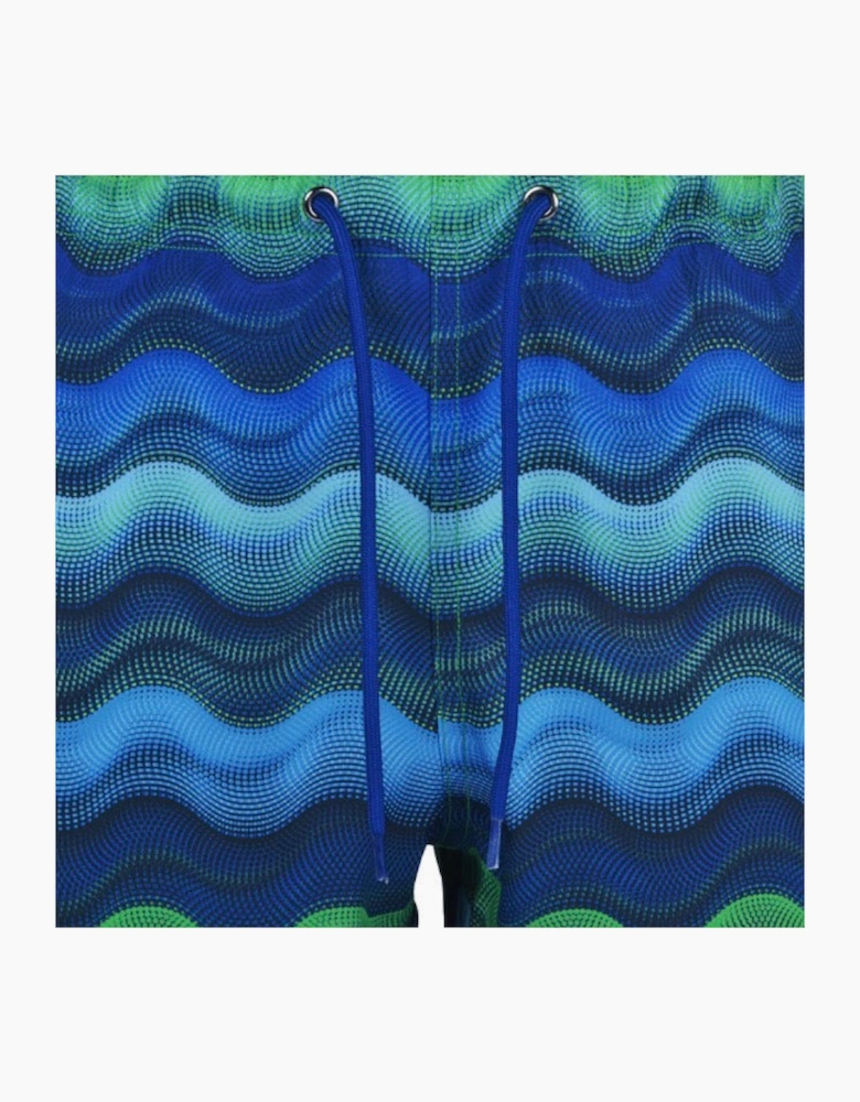 Boys Blue Green Wave Swim Shorts