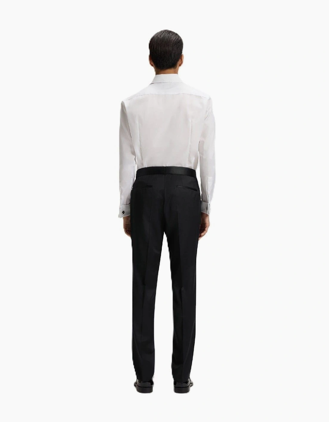 Lenon Solid Patterned Flat Front Straight Trousers