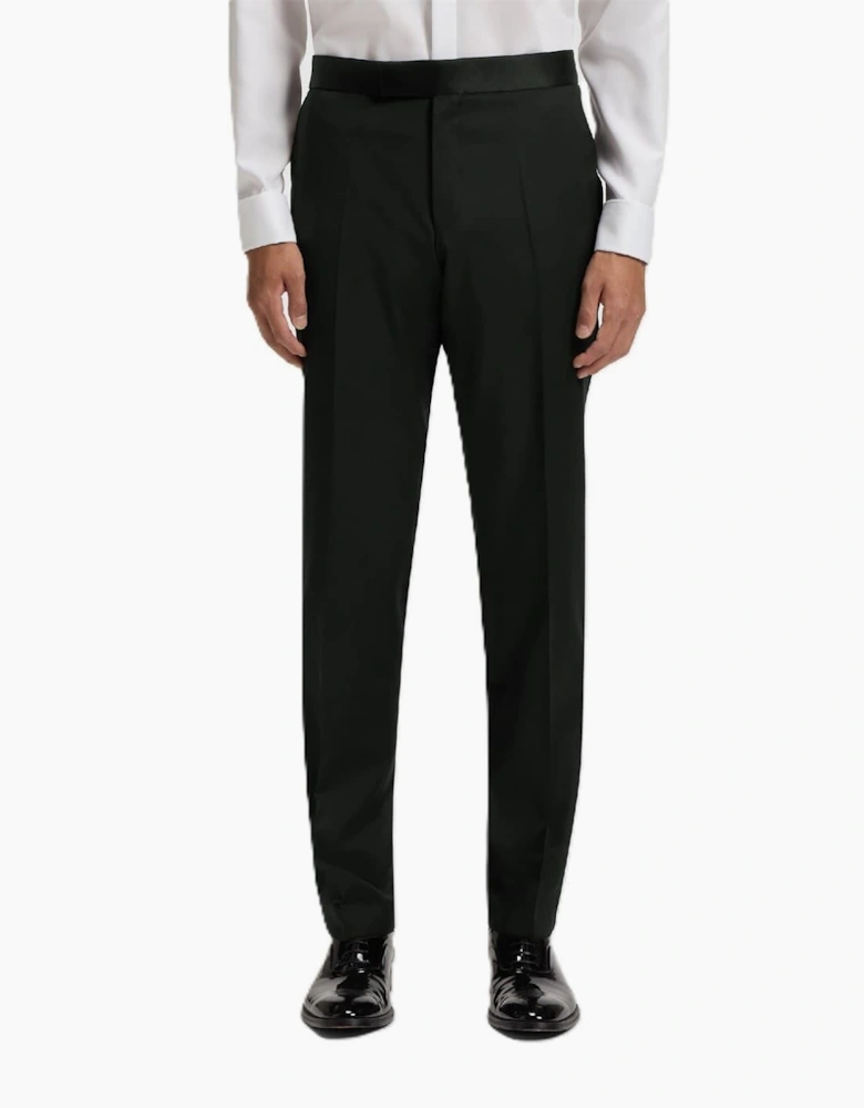 Lenon Solid Patterned Flat Front Straight Trousers