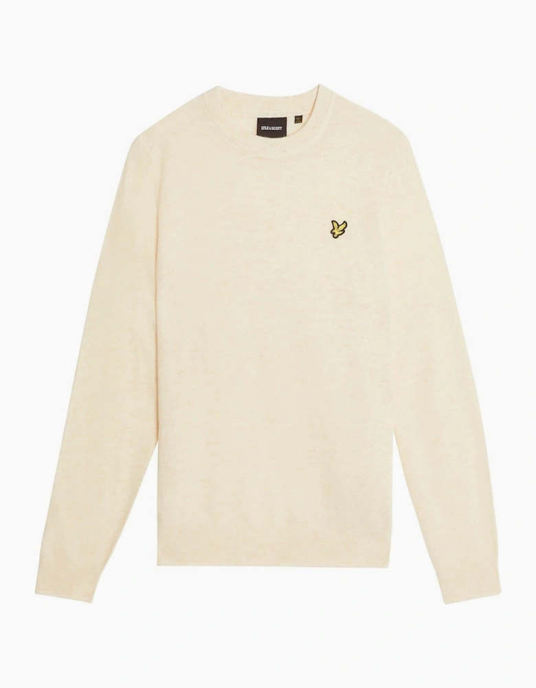 Embroidered Crew Neck Ribbed Collar Long Sleeve Sweater