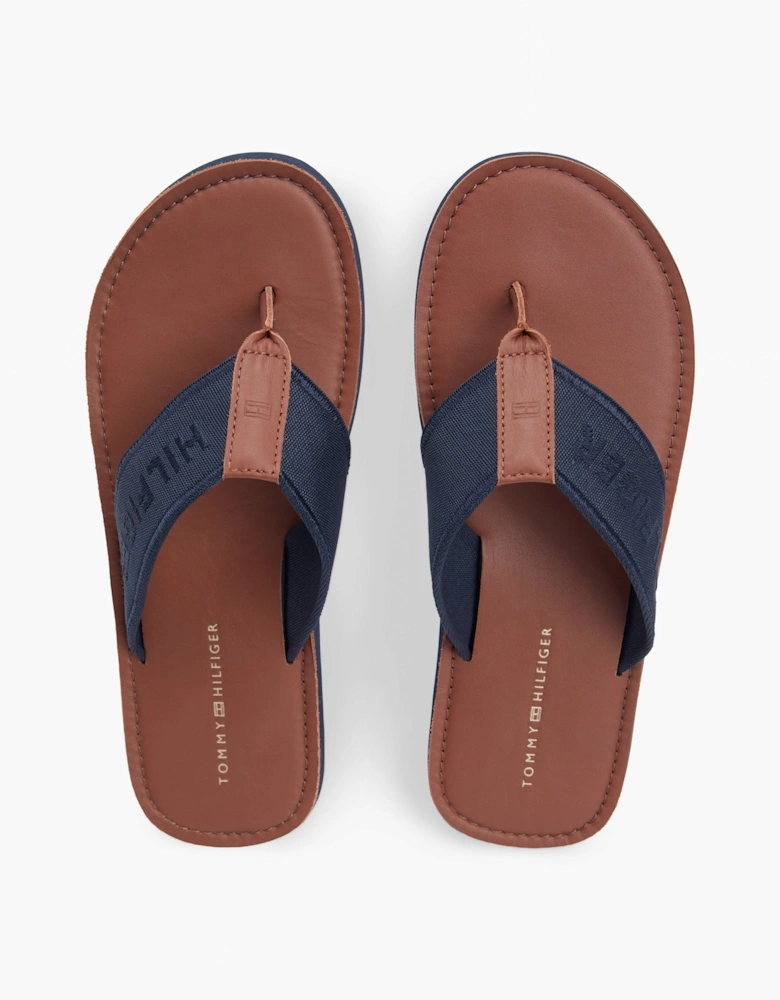Tommy Hilfiger Leather Hilfiger Mens Beach Sandal - Desert Sky