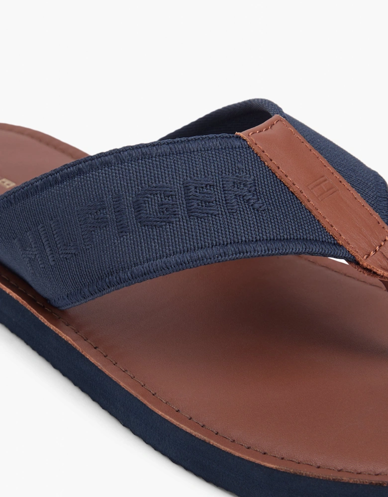 Tommy Hilfiger Leather Hilfiger Mens Beach Sandal - Desert Sky