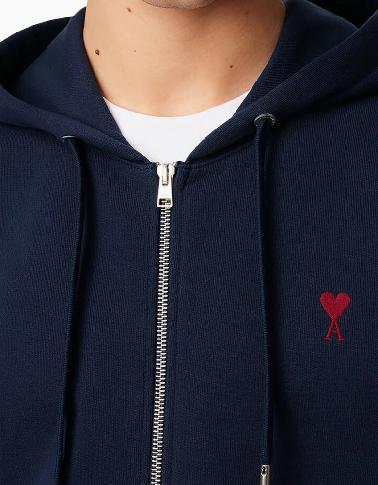 Ami Paris Logo Zip Hoodie Blue