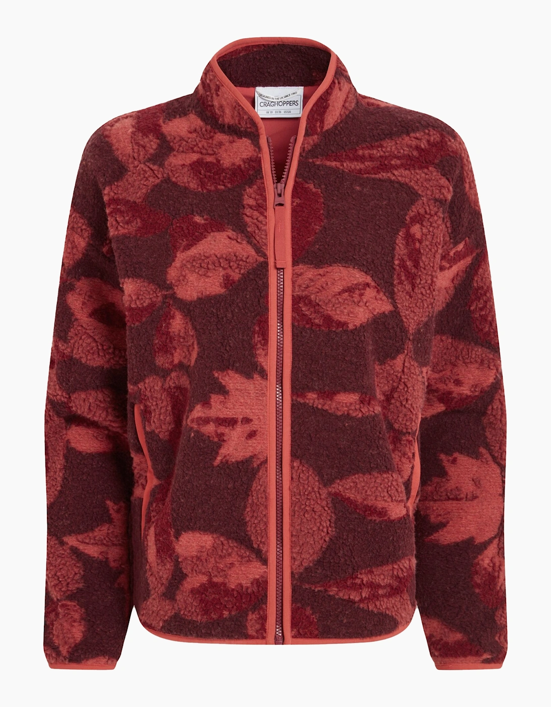 Craghoppers Women's Red / Catalina Leaf Print Fleece Jacket - Size: 18 Uk