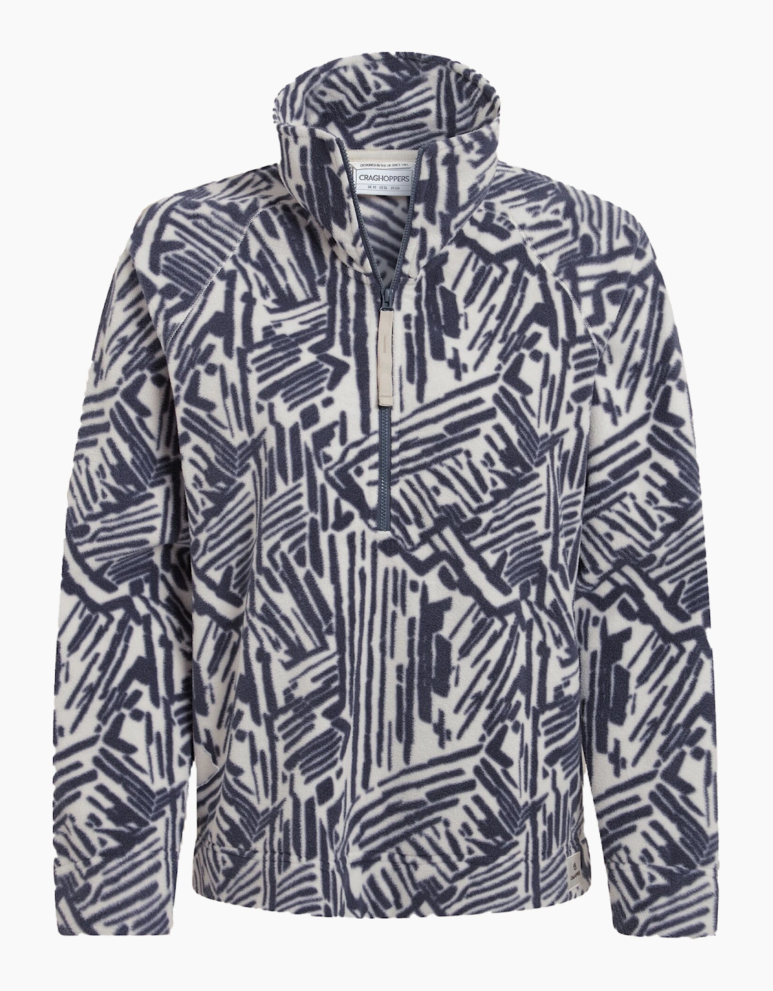 Craghoppers Women's Black/Grey / Annjela Graphic Print Half Zip Fleece Top - Size 16 UK