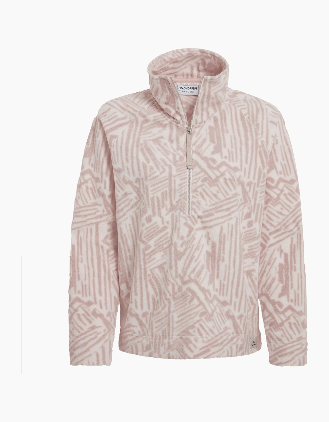 Craghoppers Women's Soft Mushroom / Annjela Graphic Print Half Zip Fleece Top - Size 8 UK