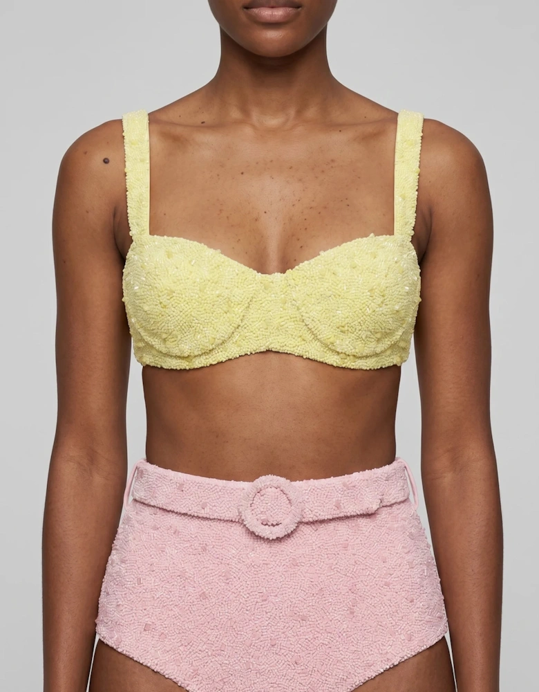 Heidi Hand Beaded Bikini Bottom in Pink