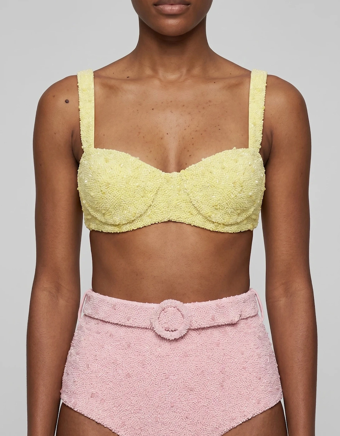 Heidi Hand Beaded Bikini Bottom in Pink