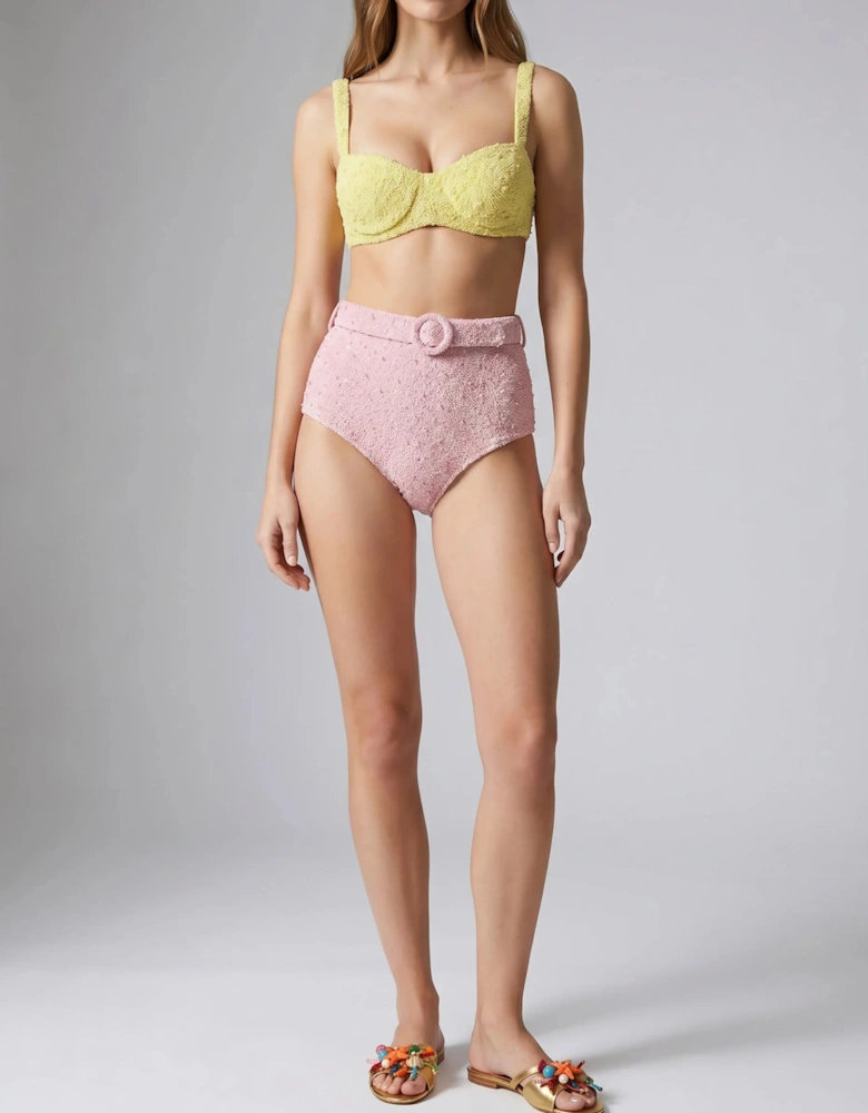 Heidi Hand Beaded Bikini Bottom in Pink