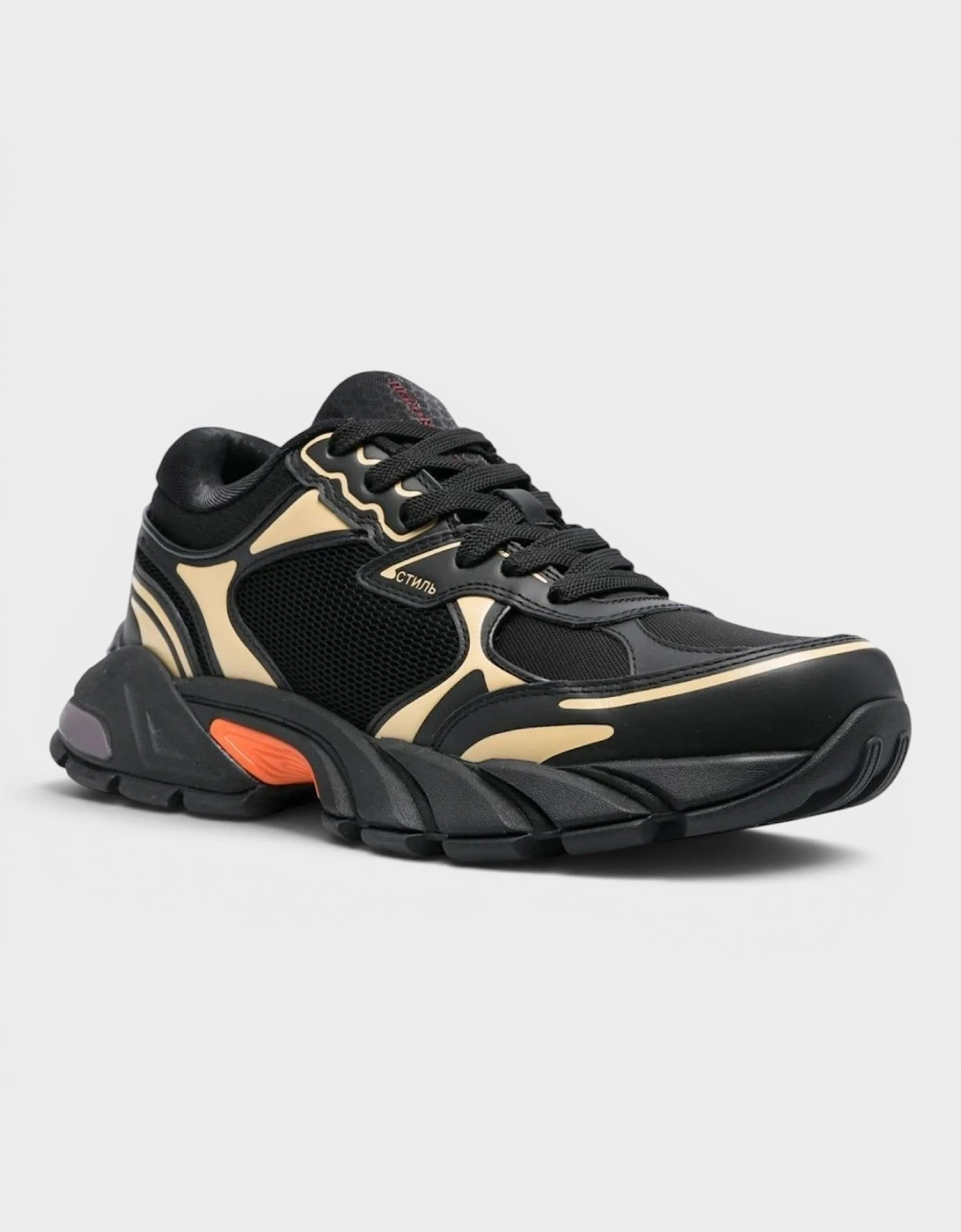 Block Stepper Sneakers Black Beige