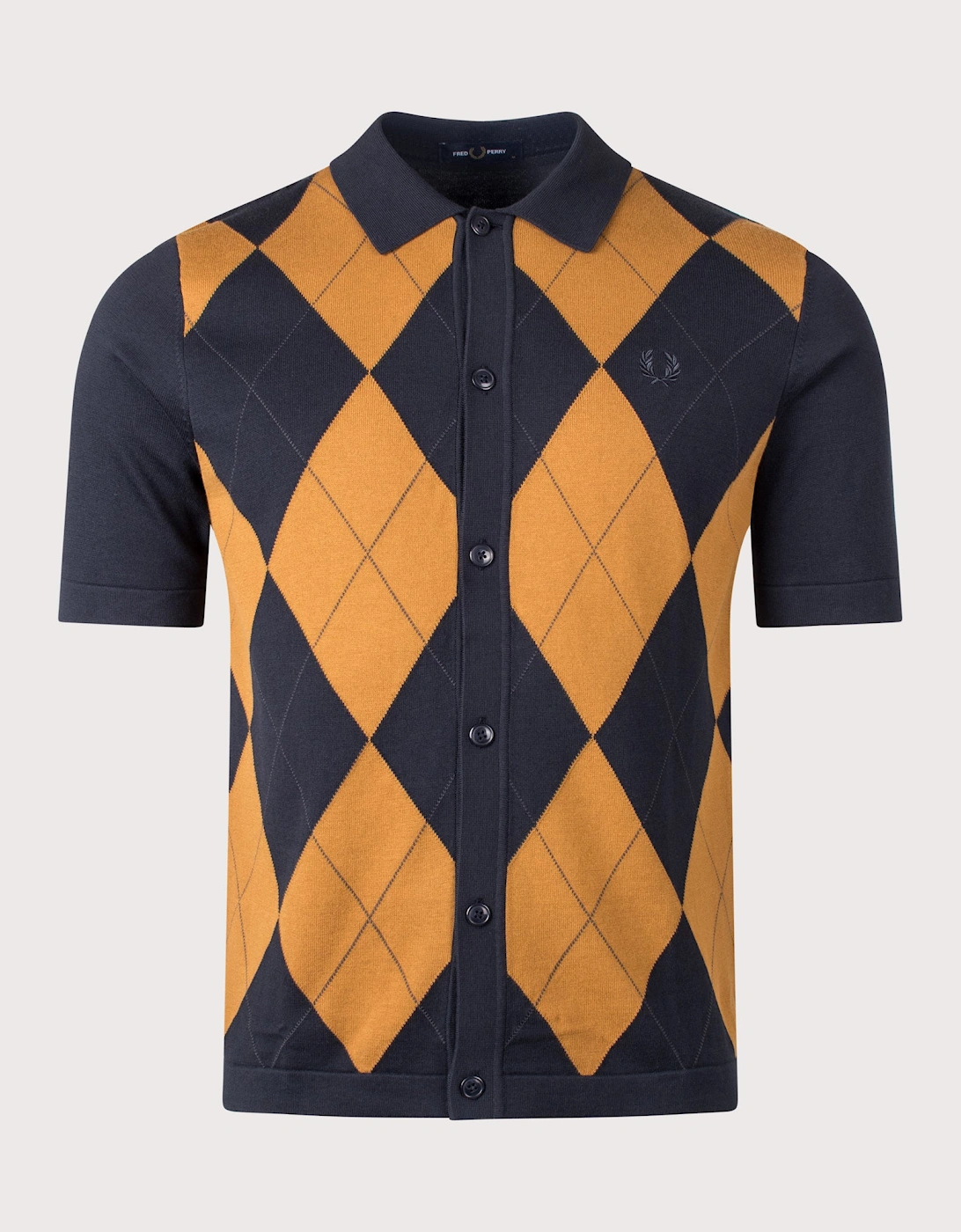 Regular Fit Argyle Button Through Knitted Shirt, 5 of 4