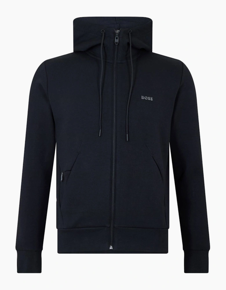 Saggy Solid Patterned Hooded Drawstring Ribbed Cuff Sweat Jacket