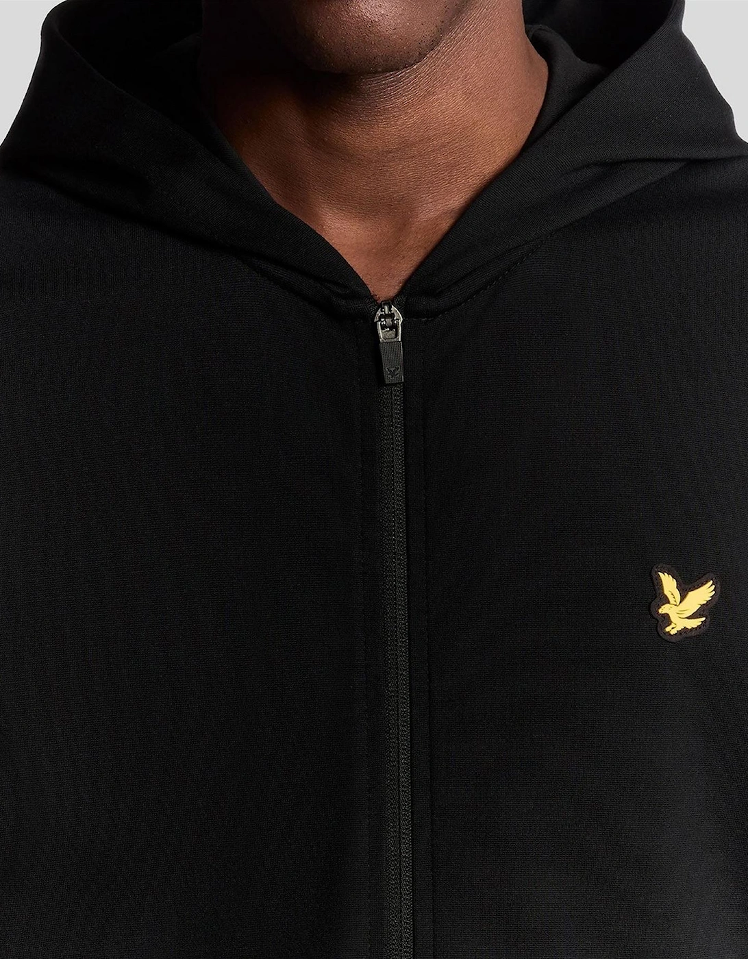 Solid Patterned Hooded Ribbed Cuff Full Zipper Jacket