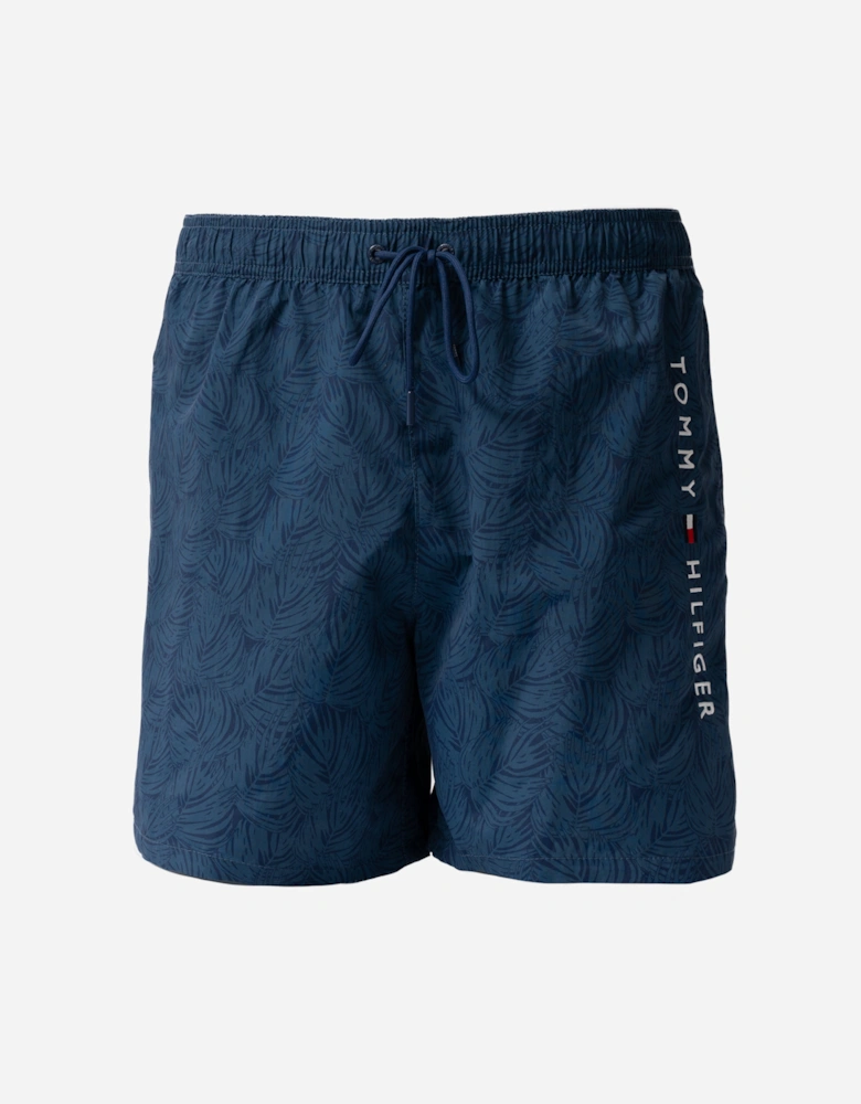Tommy Hilfiger Print Mens Drawstring Swimming Shorts - Palm Leaf Aegean Sea