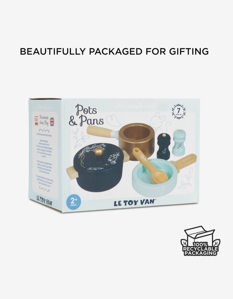 Le Toy Van Pots & Pans Kitchen Accessries (Pot - W: 14cm D: 11cm H: 5cm)