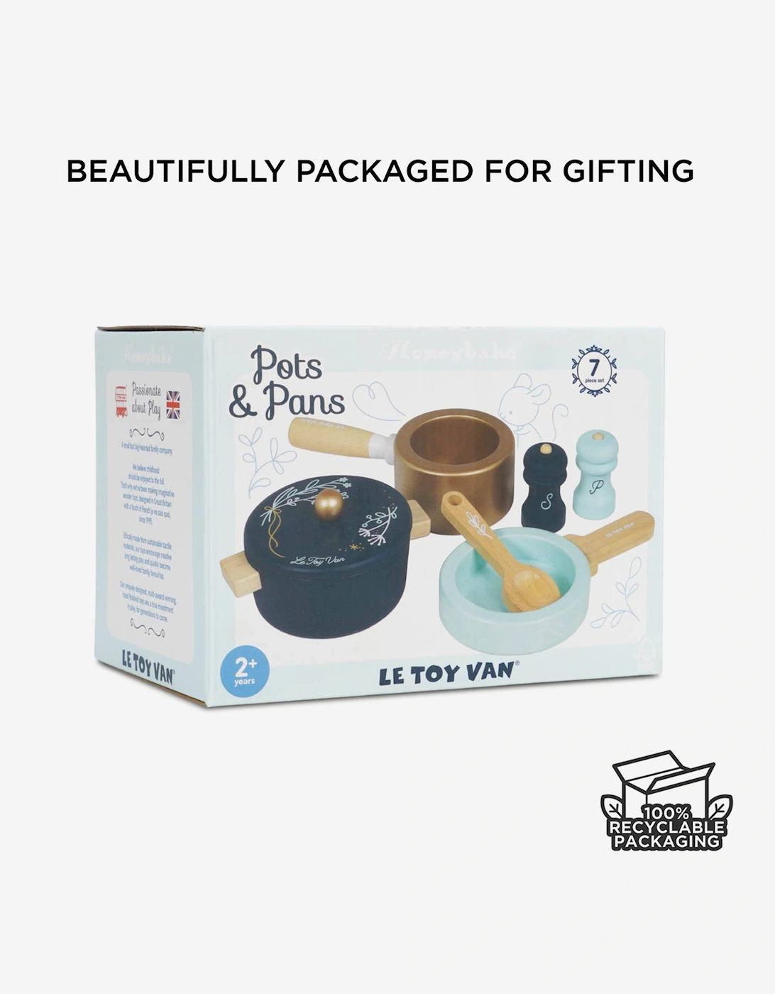 Le Toy Van Pots & Pans Kitchen Accessries (Pot - W: 14cm D: 11cm H: 5cm)