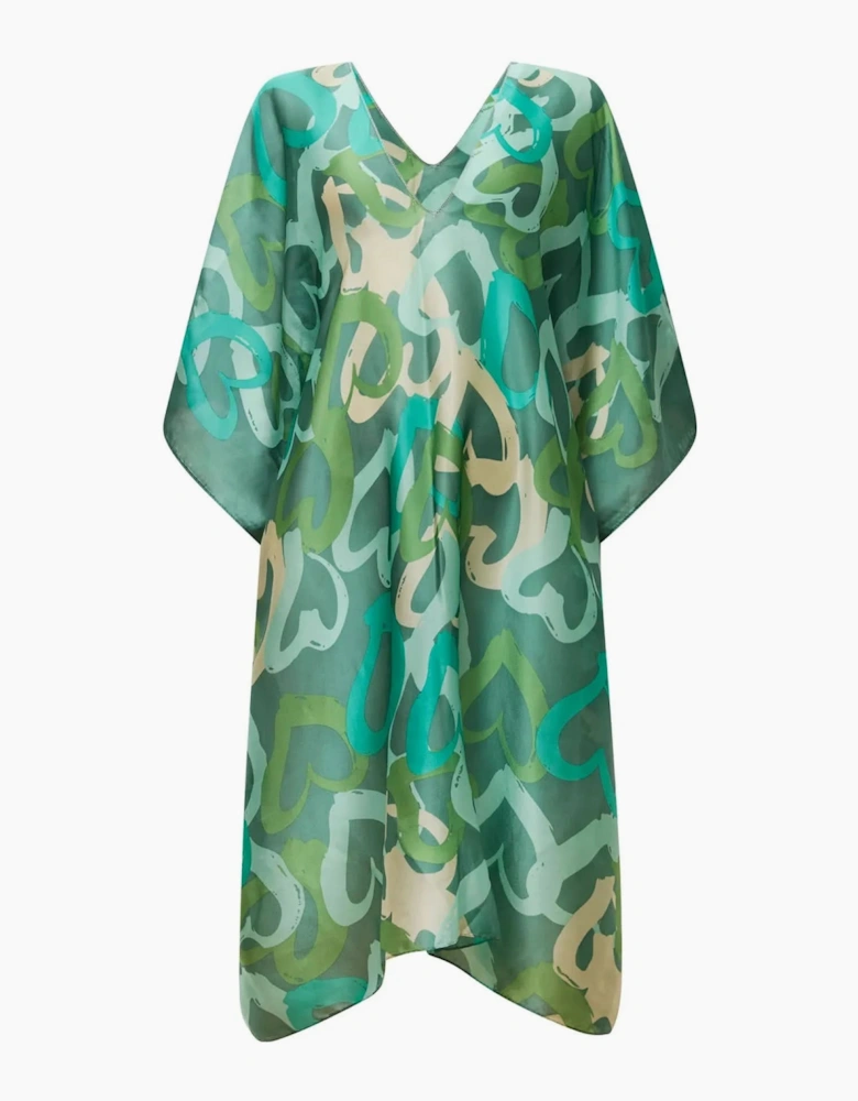 Green Heart Print Kaftan