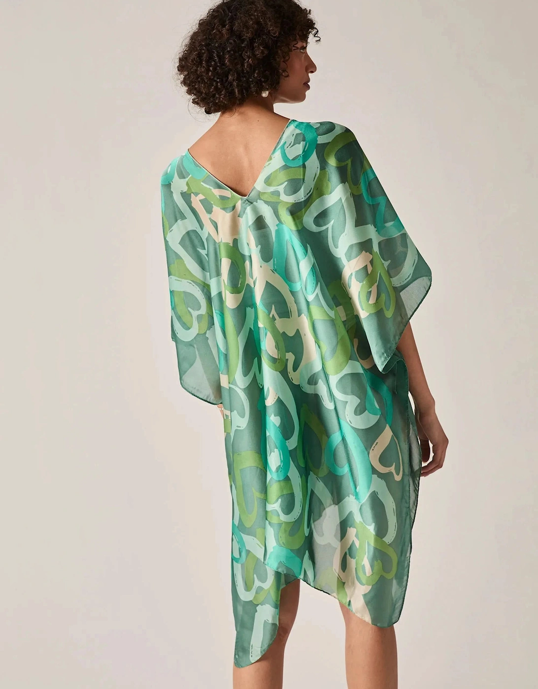 Green Heart Print Kaftan