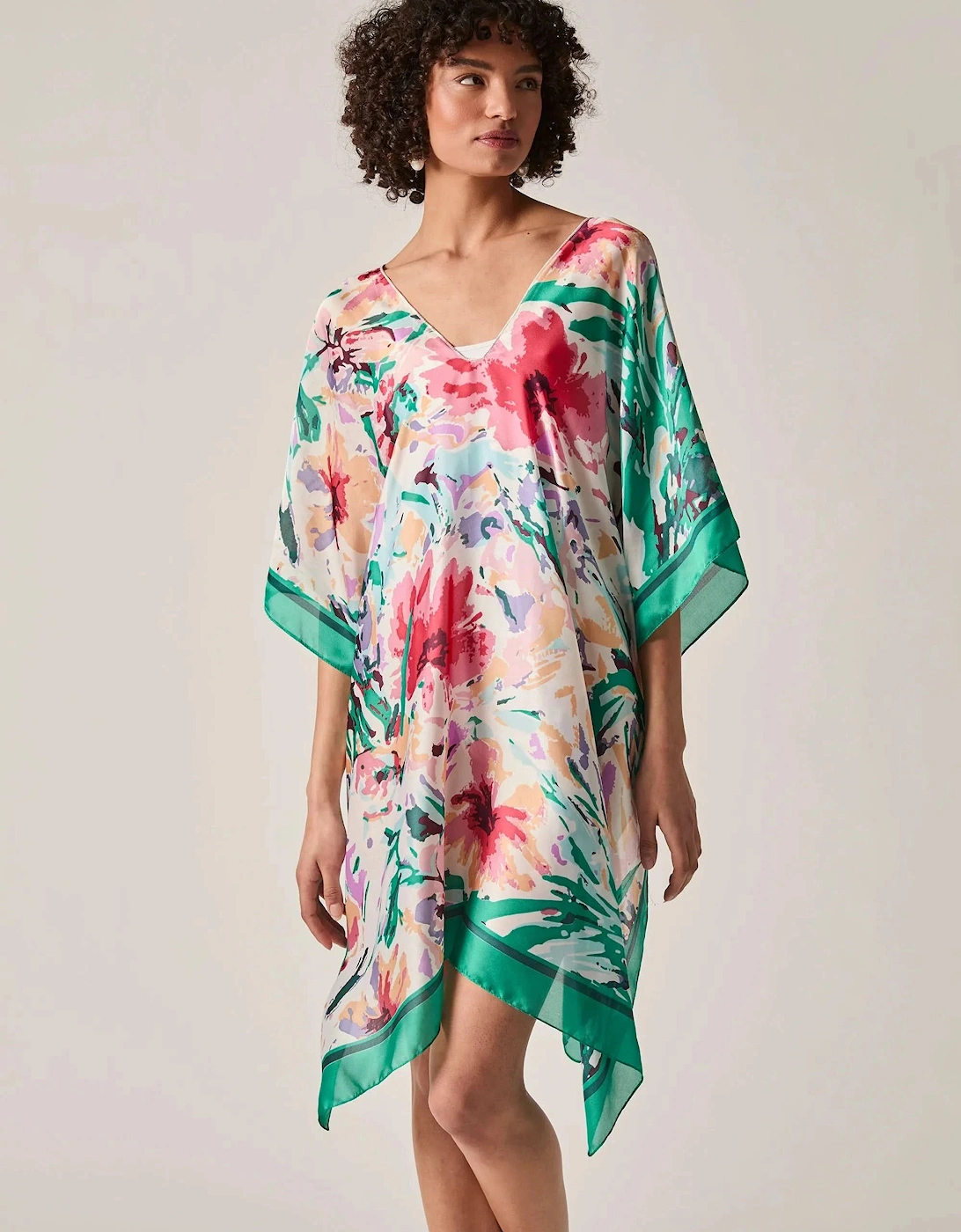Green Floral Mosaic Kaftan