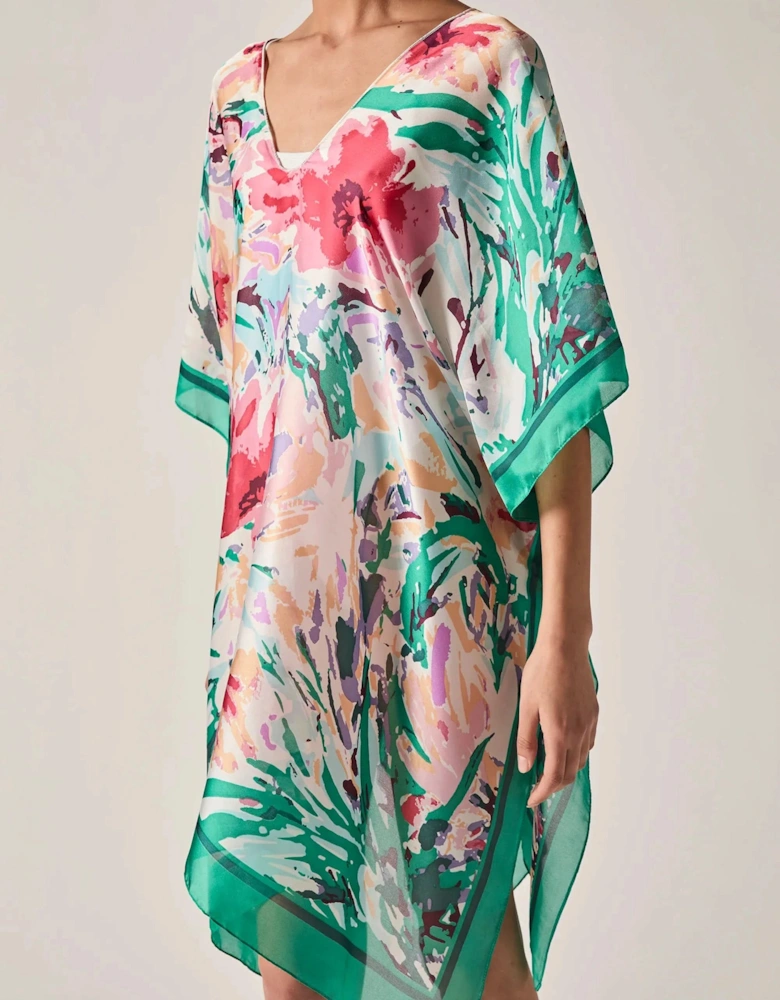 Green Floral Mosaic Kaftan