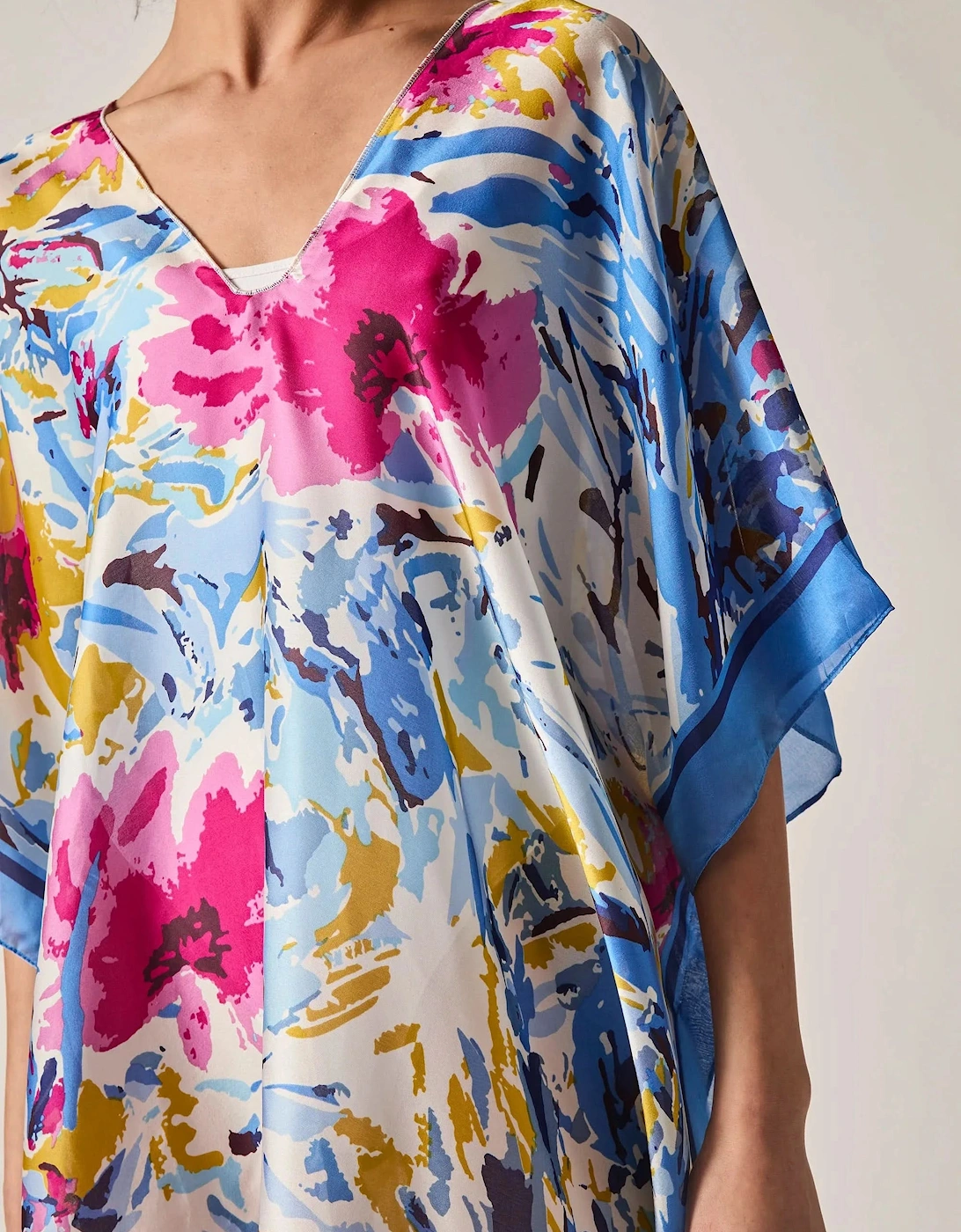Blue Floral Mosaic Kaftan