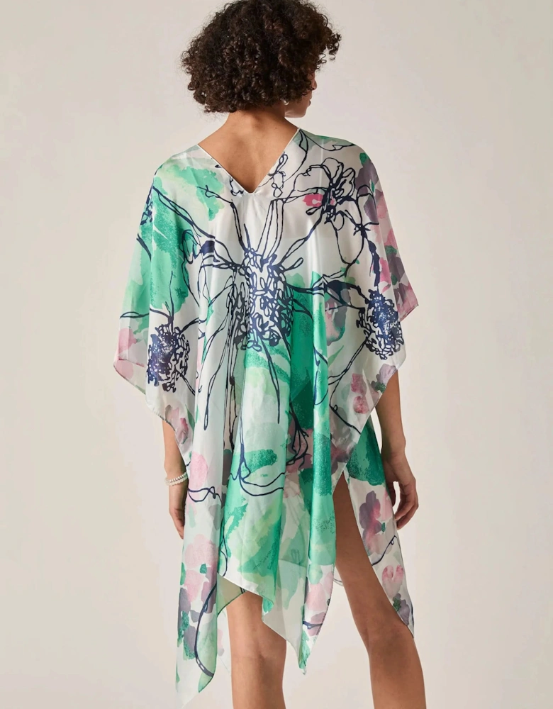 Green Floral Sketch Kaftan