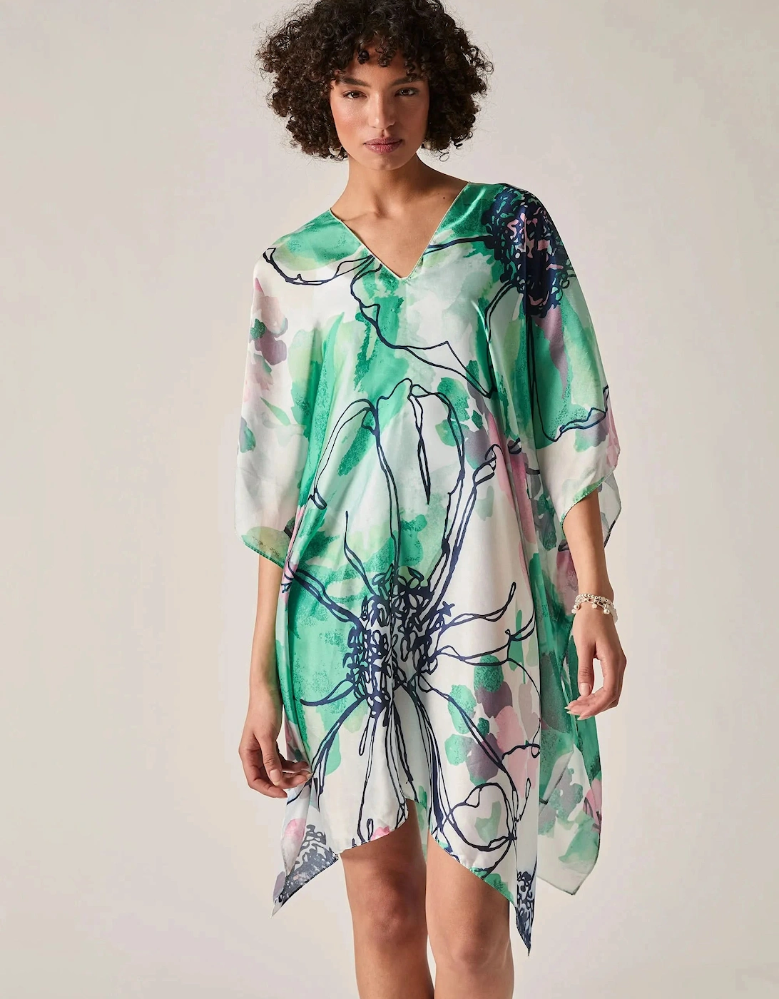 Green Floral Sketch Kaftan, 6 of 5