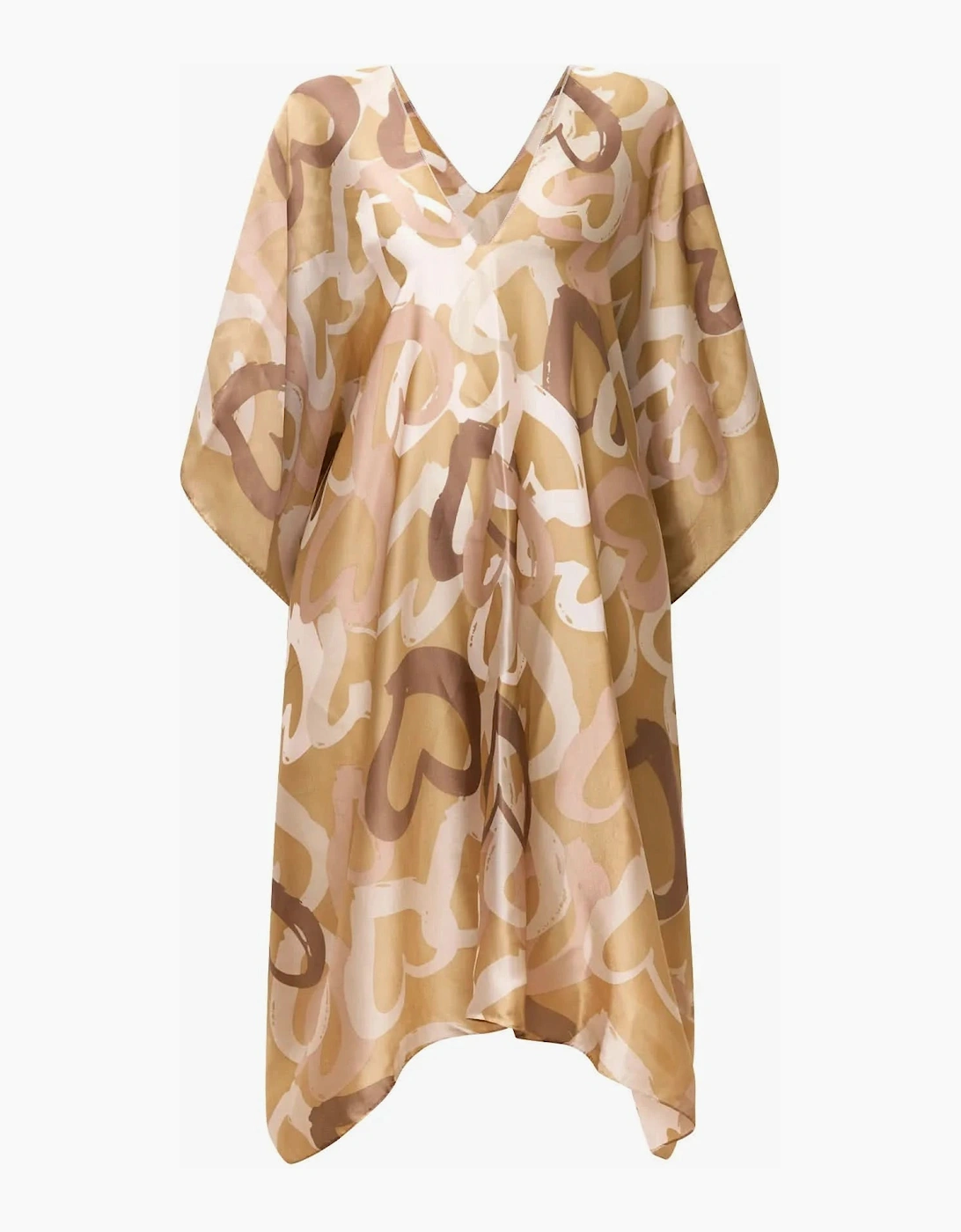 Beige Heart Print Kaftan