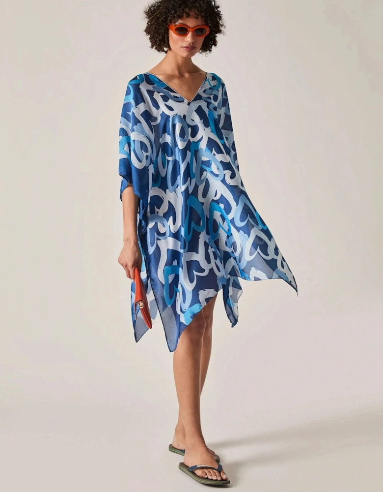 Blue Heart Print Kaftan