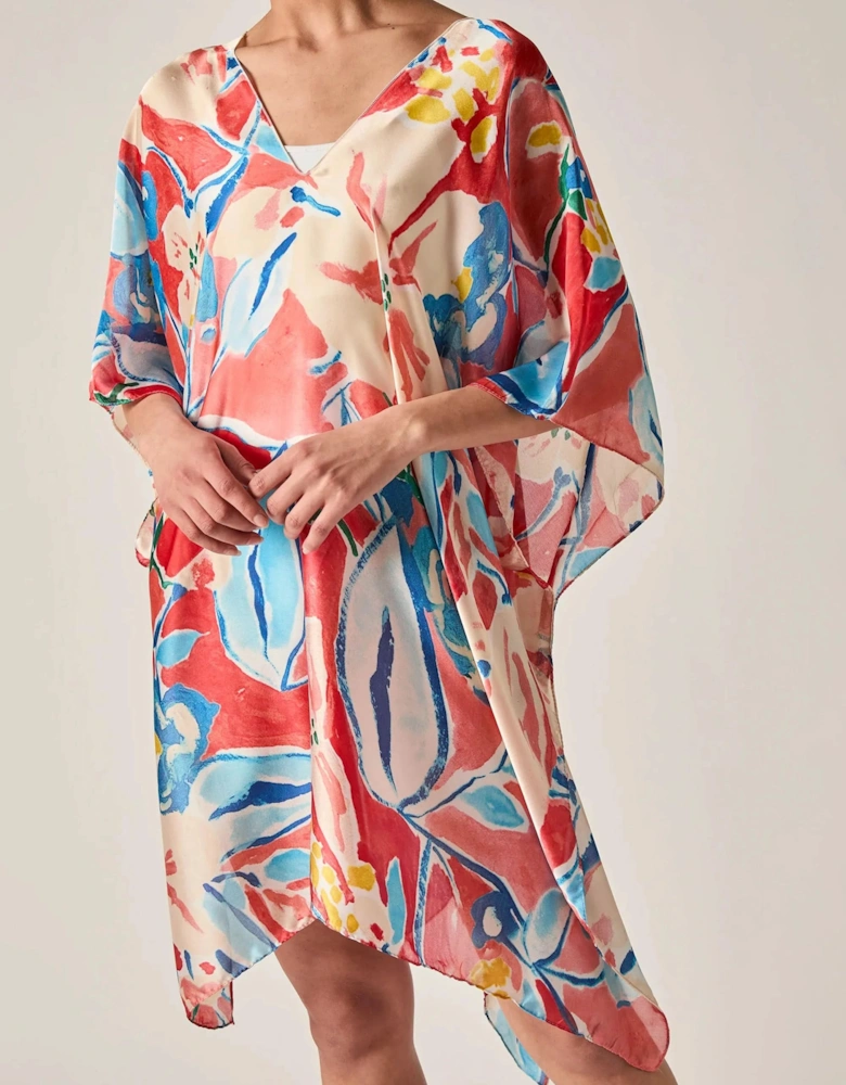 Red Abstract Floral Kaftan