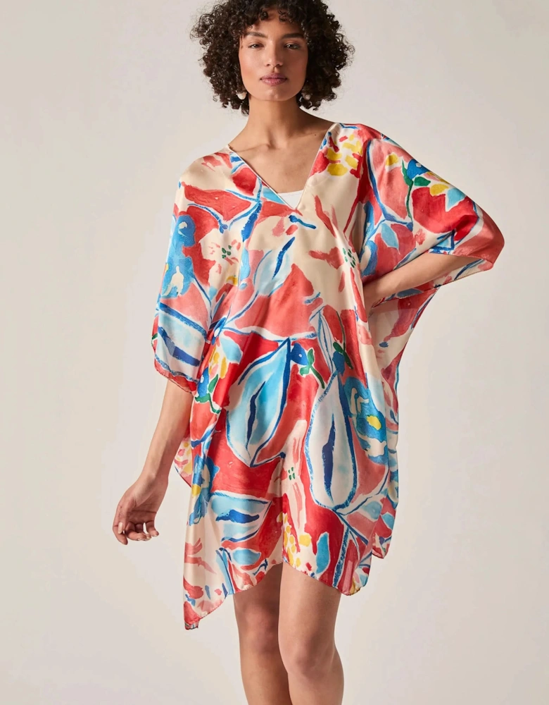 Red Abstract Floral Kaftan
