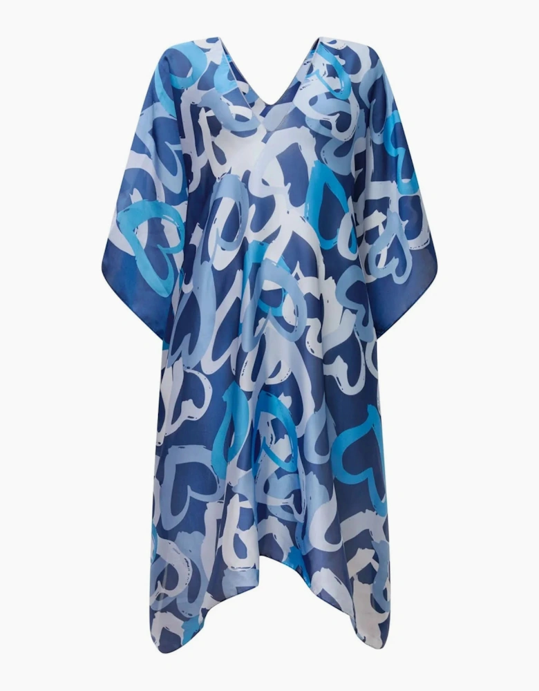 Blue Heart Print Kaftan