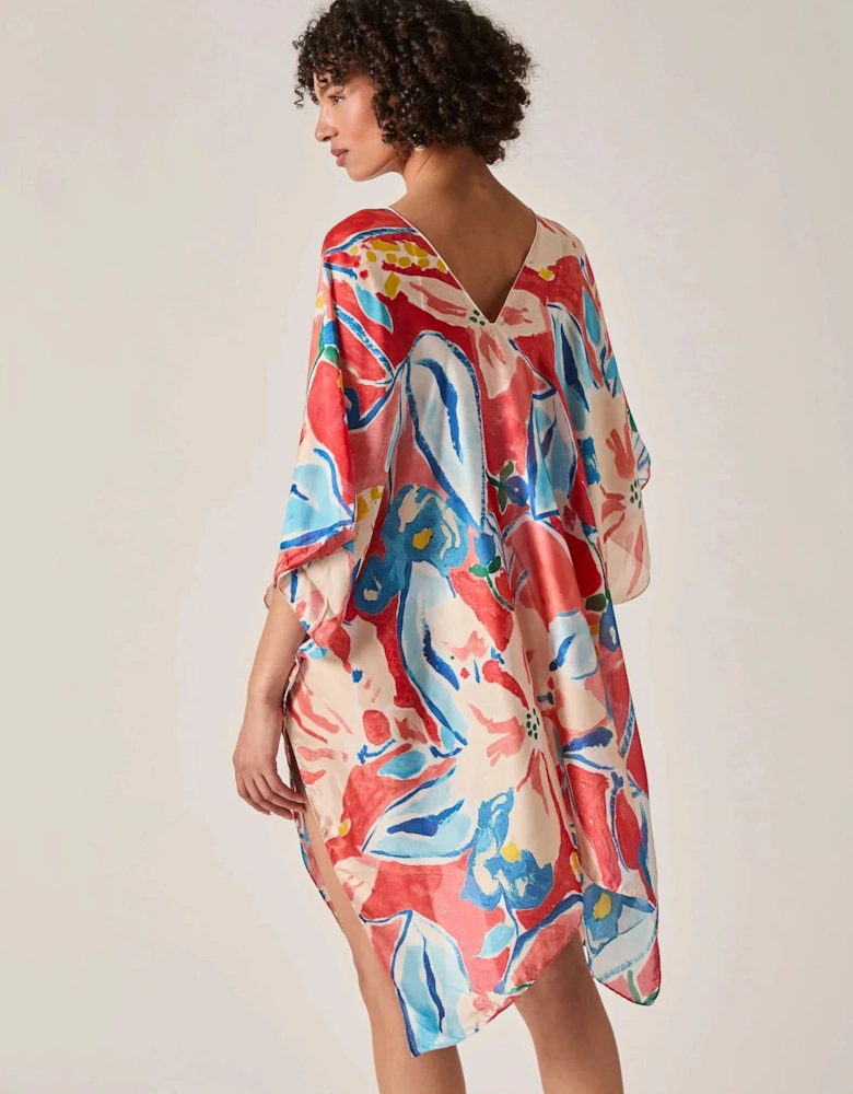 Red Abstract Floral Kaftan